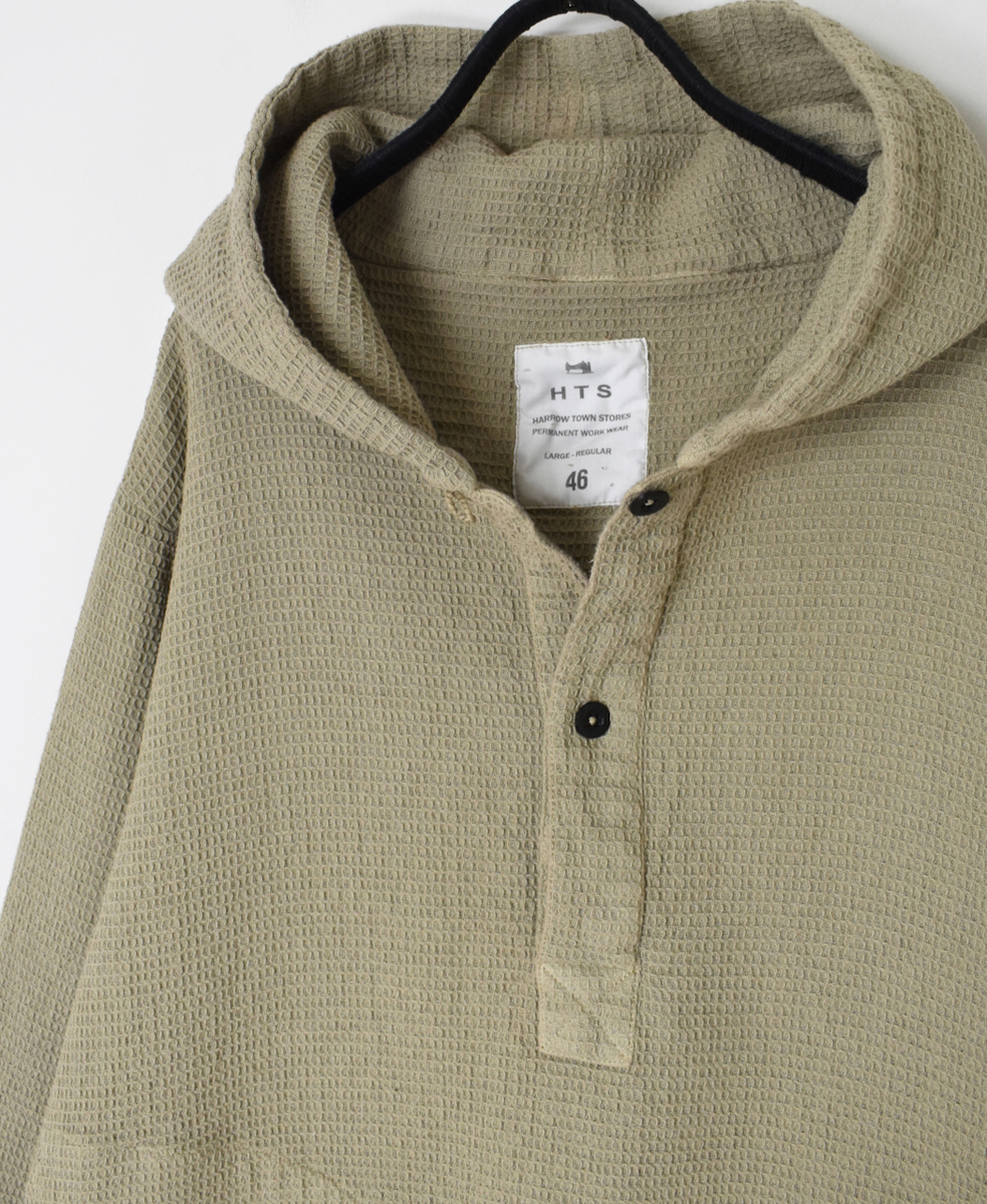 INHT2452WPD (シャツ) WAFFLE PLAIN OVERDYE HOODED PULLOVER SHIRTS