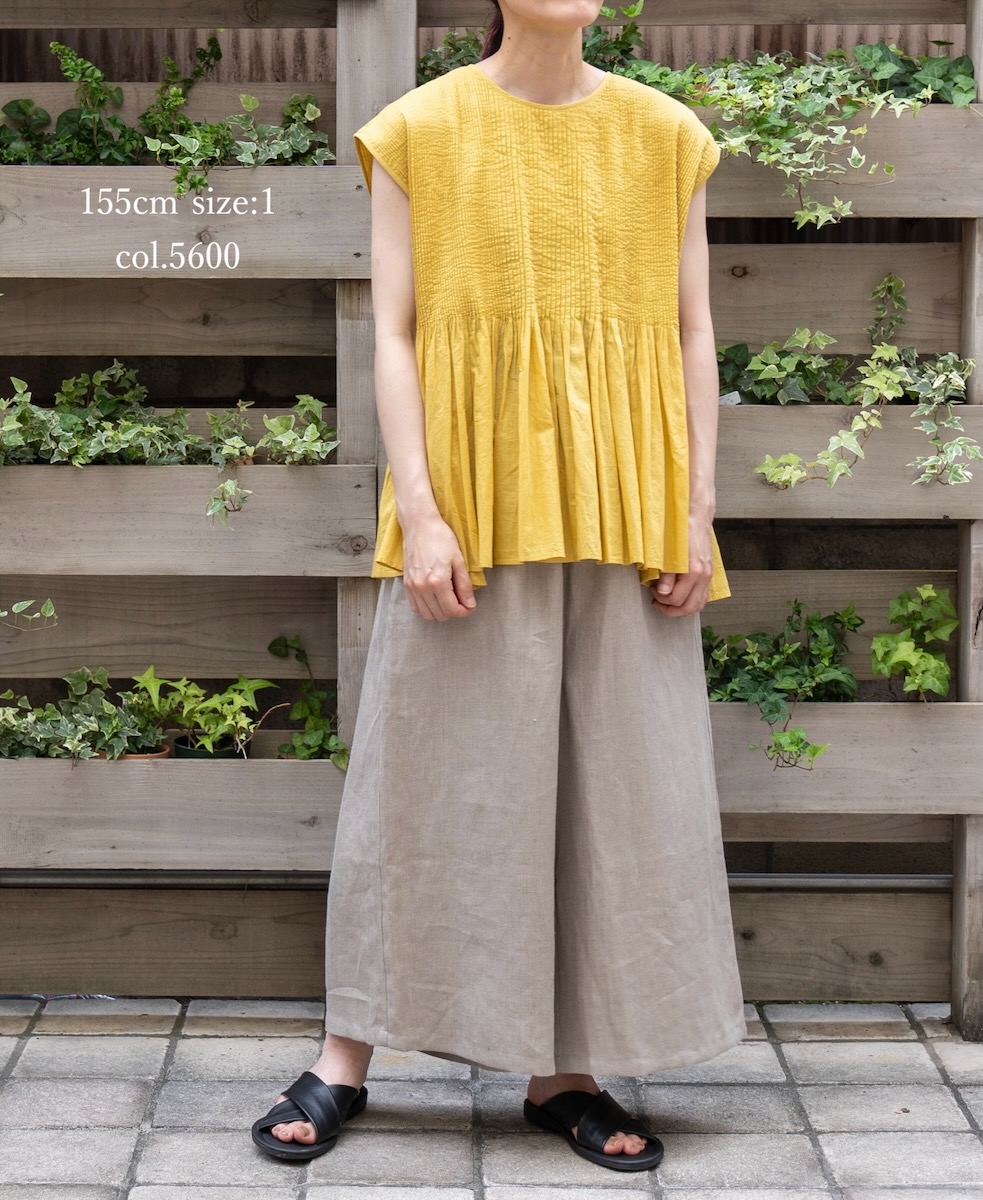 NMDS23122 (シャツ) 80'S ORGANIC VOILE PLAIN CREW-NECK FRENCH/SL SHIRT WITH MINI PINTUCK