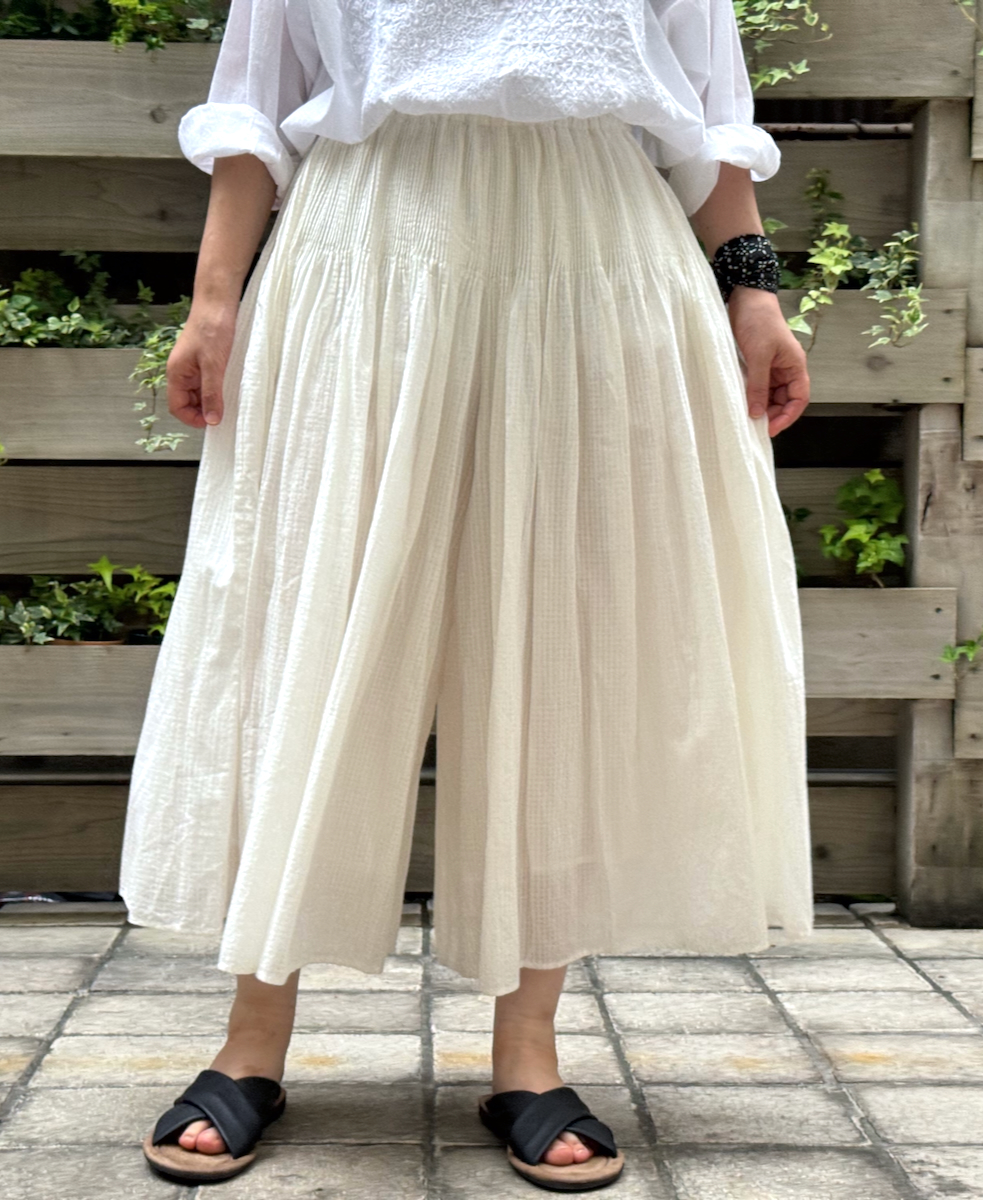 NMDS24604(キュロット) 80s ORGANIC COTTON SMALL CHECK CULOTTES WITH PINTUCK