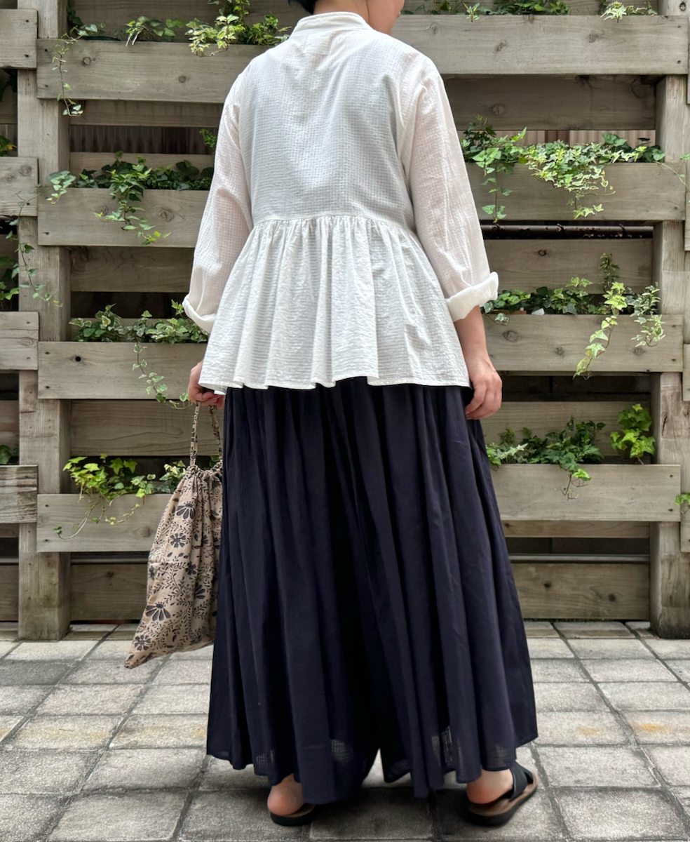 NMDS24604(キュロット) 80s ORGANIC COTTON SMALL CHECK CULOTTES WITH PINTUCK