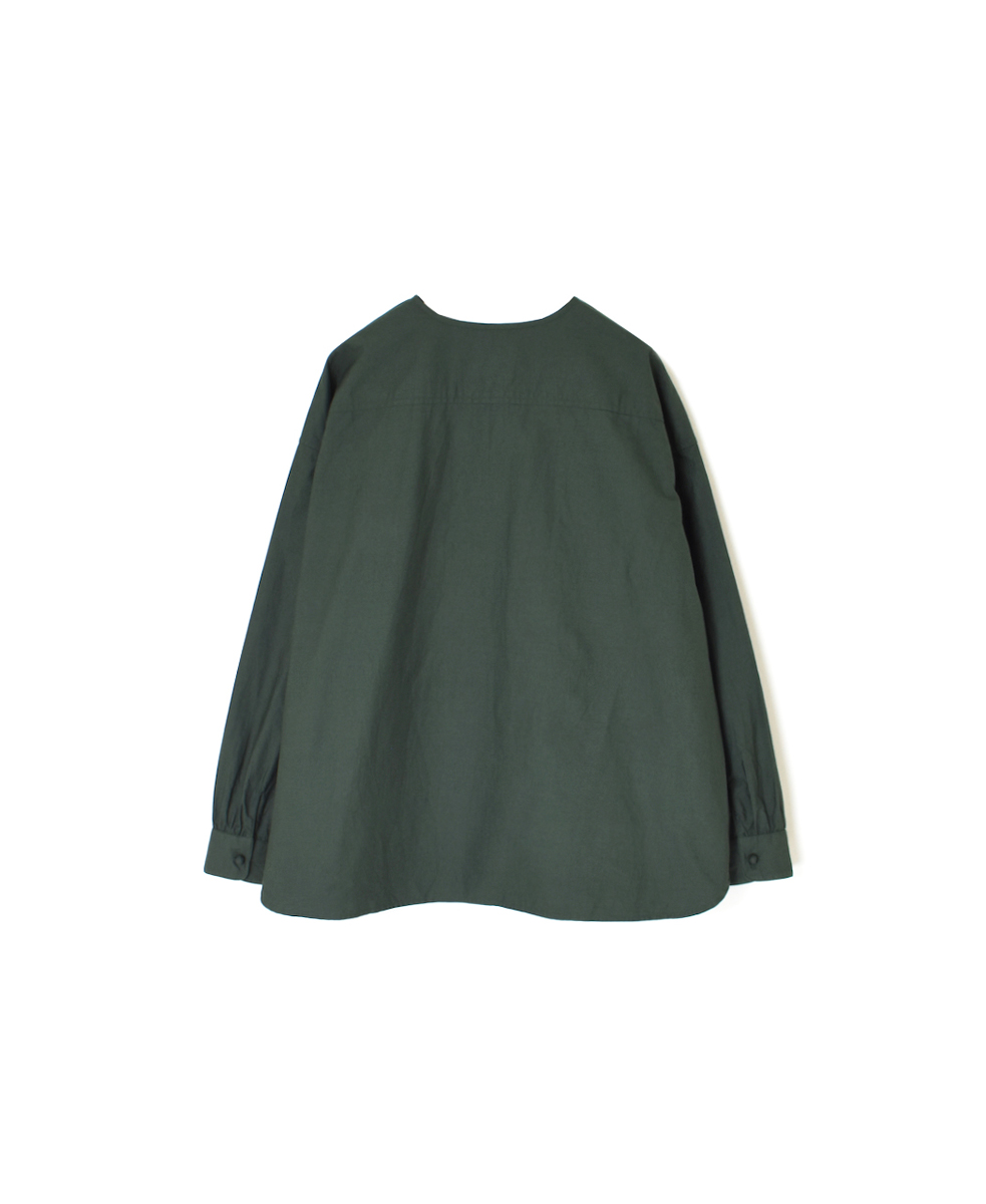 NMDS23551 (シャツ) 40s ORGANIC POPLIN PLAIN CREW NECK BOSOM SHIRT WITH MINI PINTUCK