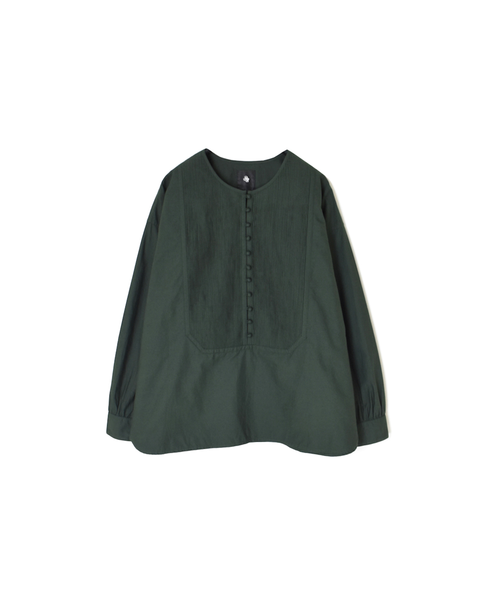 NMDS23551 (シャツ) 40s ORGANIC POPLIN PLAIN CREW NECK BOSOM SHIRT WITH MINI PINTUCK