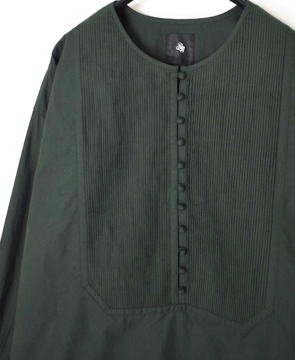 NMDS23551 (シャツ) 40s ORGANIC POPLIN PLAIN CREW NECK BOSOM SHIRT WITH MINI PINTUCK