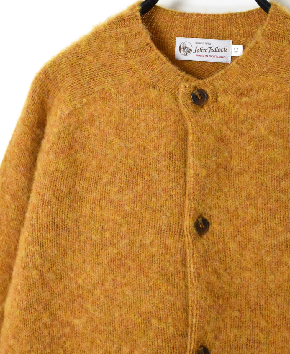 NJT2351 (ニット) SHETLAND WOOL PLAIN HEAVY BRUSH SEAM FREE CREW NECK SADDLE SHOULDER CARDIGAN