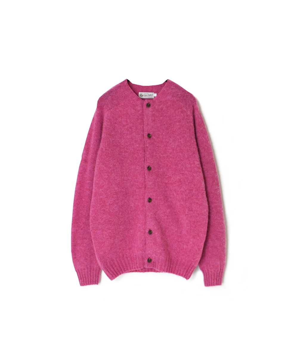 NJT2351 (ニット) SHETLAND WOOL PLAIN HEAVY BRUSH SEAM FREE CREW NECK SADDLE SHOULDER CARDIGAN