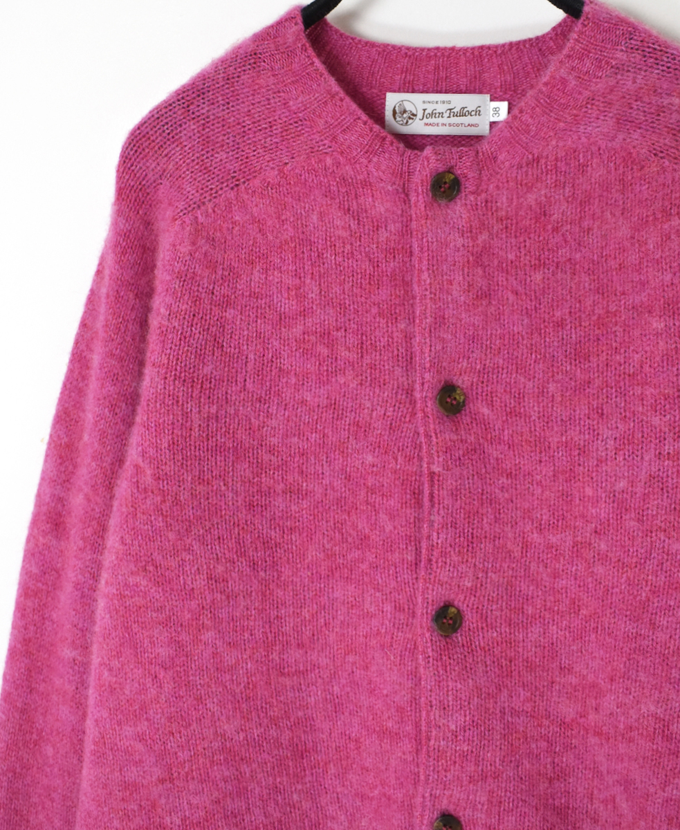 NJT2351 (ニット) SHETLAND WOOL PLAIN HEAVY BRUSH SEAM FREE CREW NECK SADDLE SHOULDER CARDIGAN