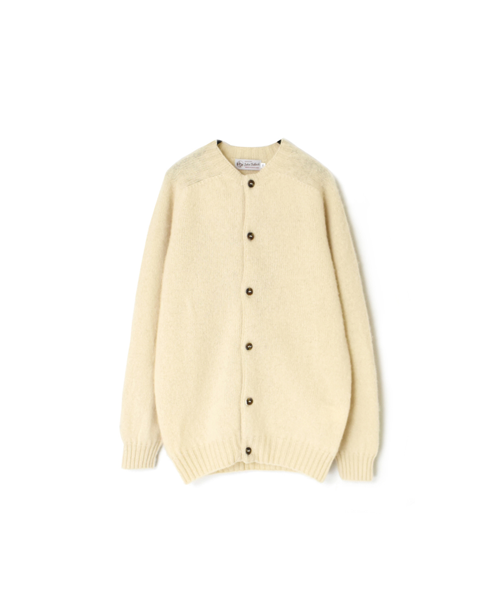 NJT2351 (ニット) SHETLAND WOOL PLAIN HEAVY BRUSH SEAM FREE CREW NECK SADDLE SHOULDER CARDIGAN