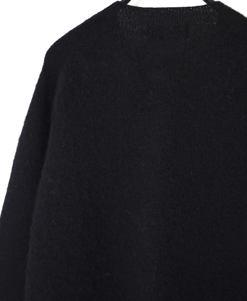 NJT2351 (ニット) SHETLAND WOOL PLAIN HEAVY BRUSH SEAM FREE CREW NECK SADDLE SHOULDER CARDIGAN