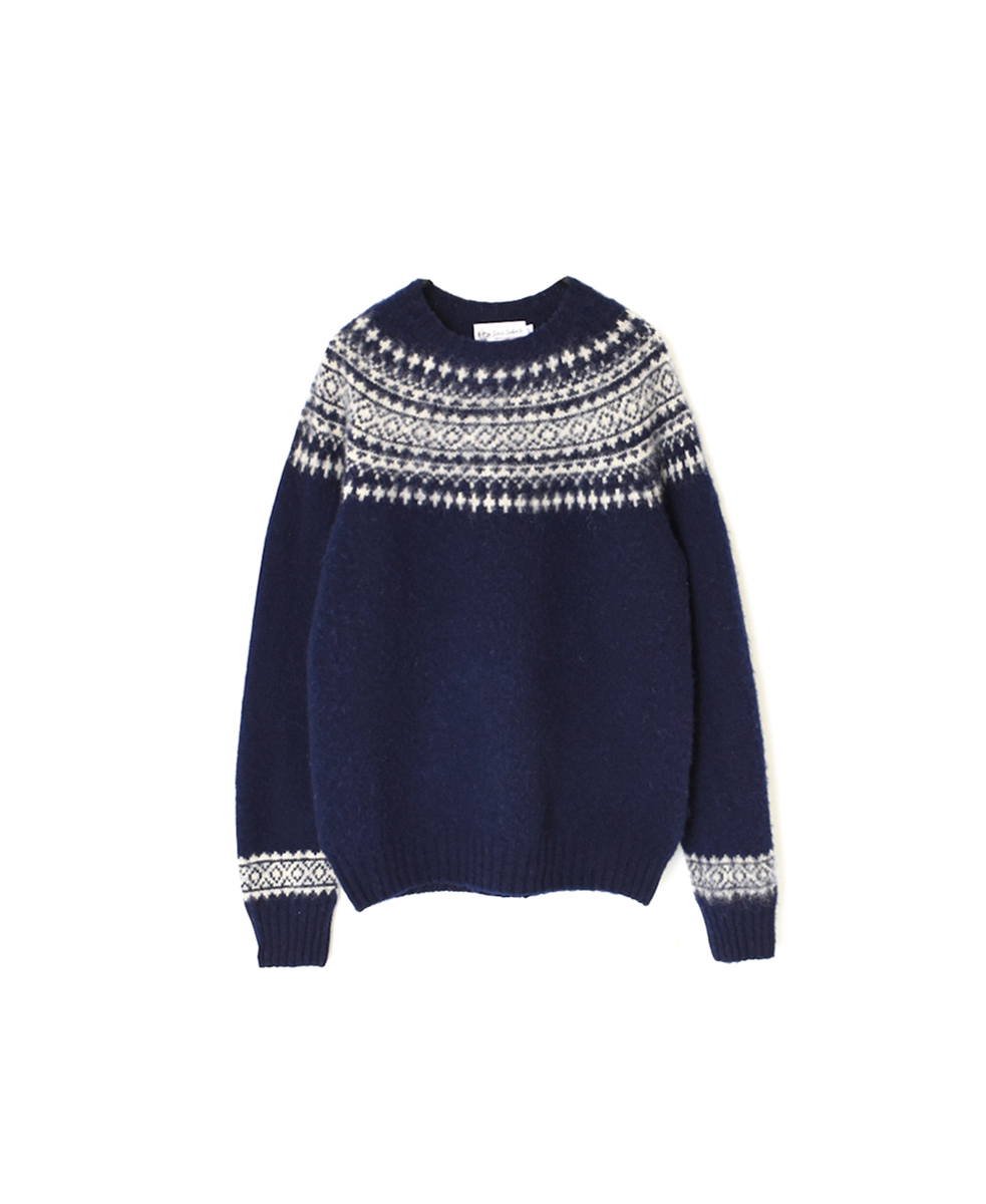 NJT1661(ニット) SHETLAND WOOL NORDIC HEAVY BRUSH CREW-NECK PULLOVER