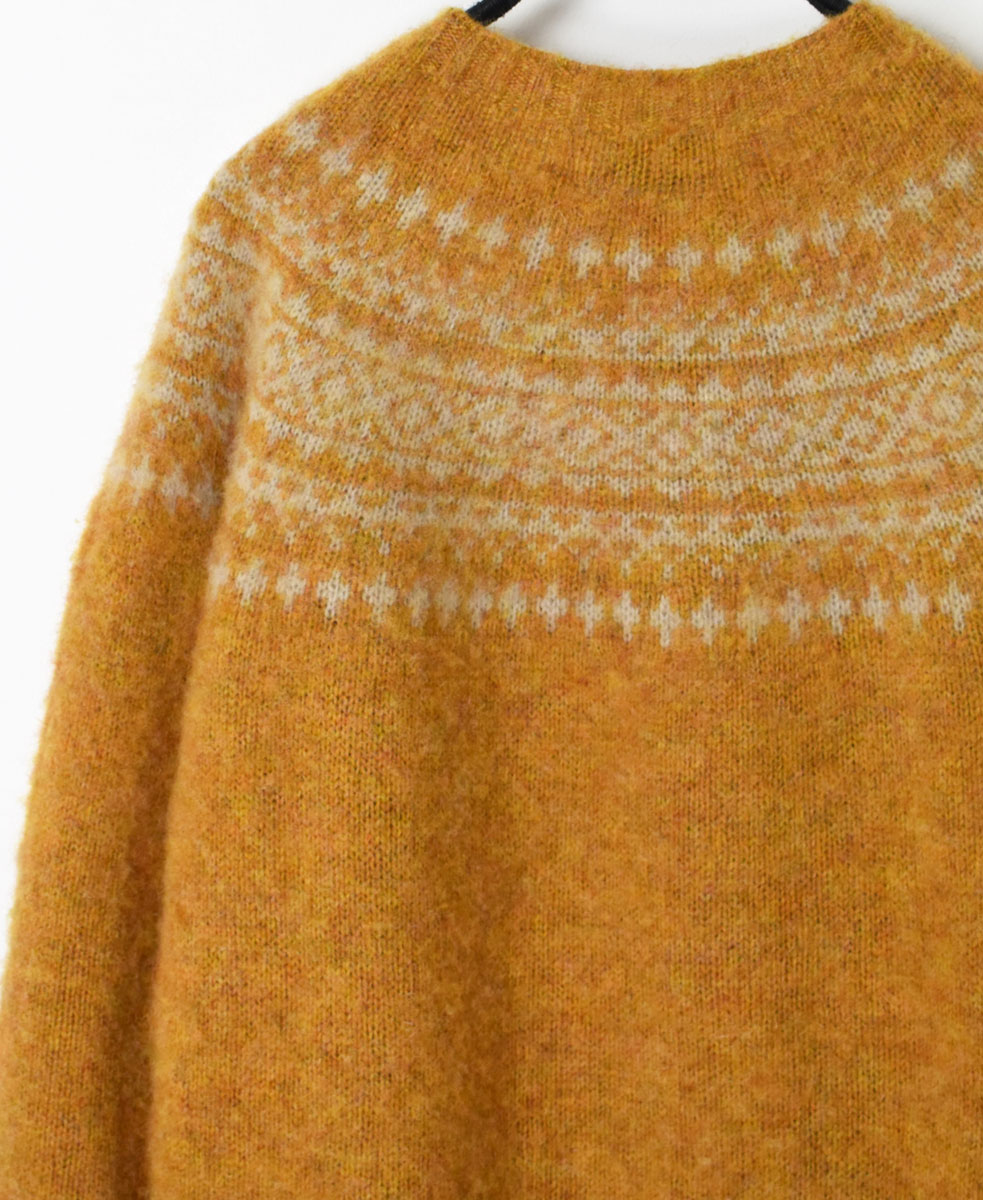 NJT1661(ニット) SHETLAND WOOL NORDIC HEAVY BRUSH CREW-NECK PULLOVER