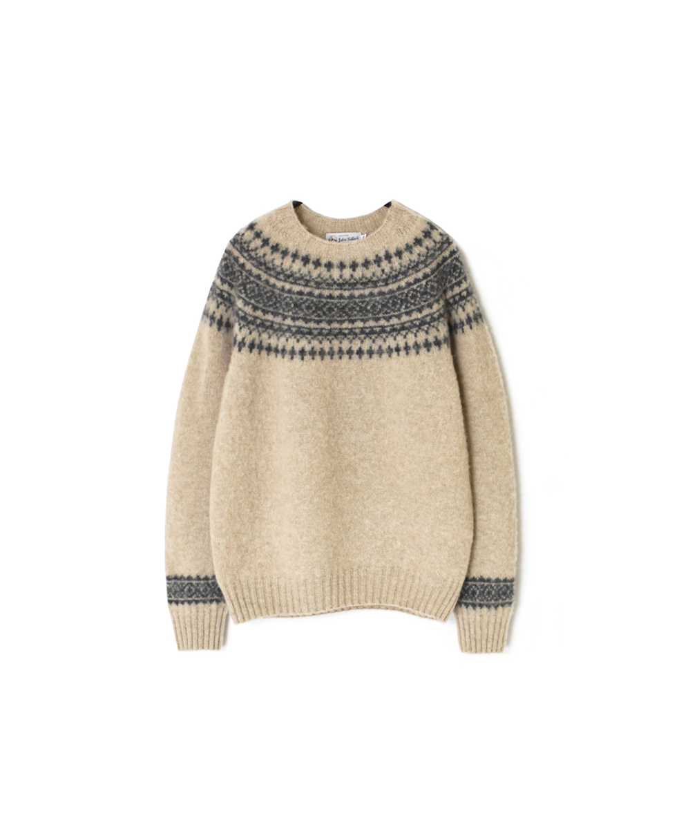 NJT1661(ニット) SHETLAND WOOL NORDIC HEAVY BRUSH CREW-NECK PULLOVER