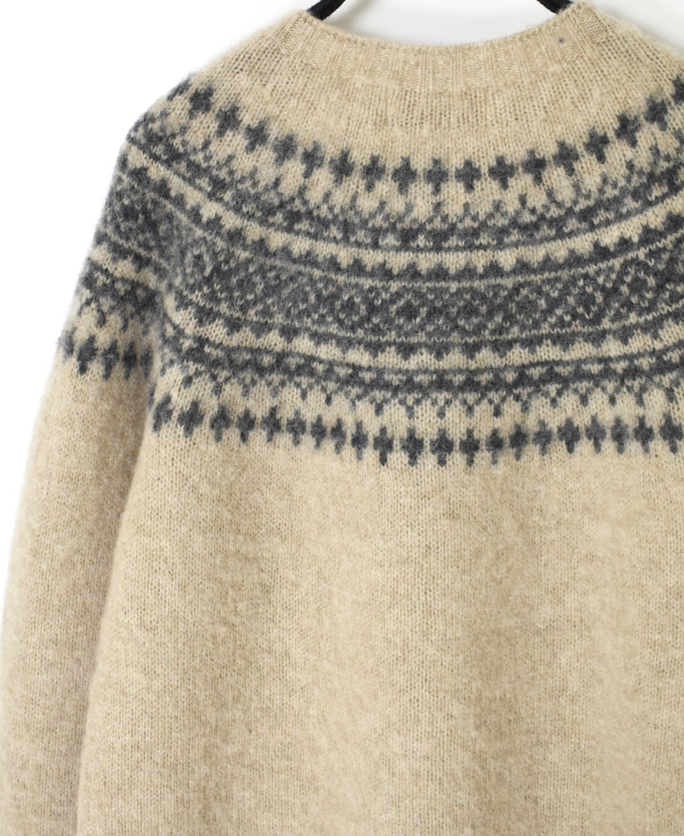 NJT1661(ニット) SHETLAND WOOL NORDIC HEAVY BRUSH CREW-NECK PULLOVER