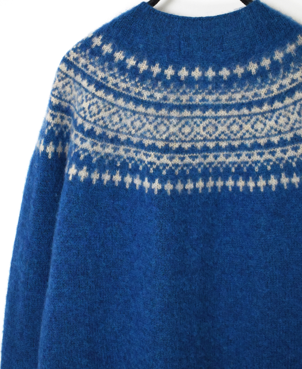 NJT1761 (ニット)  SHETLAND WOOL NORDIC HEAVY BRUSH CREW NECK CARDIGAN