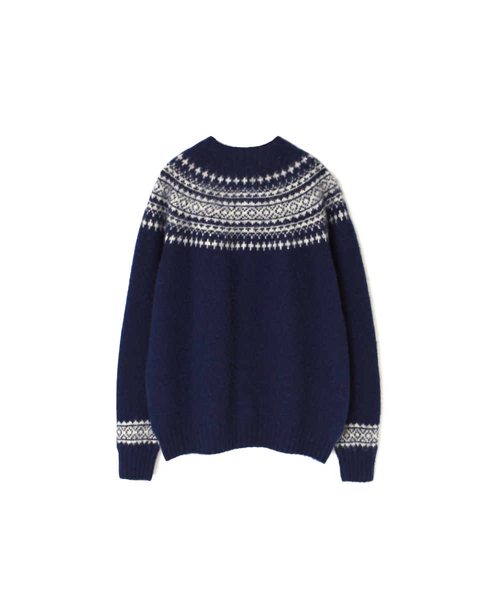 NJT1761 (ニット)  SHETLAND WOOL NORDIC HEAVY BRUSH CREW NECK CARDIGAN