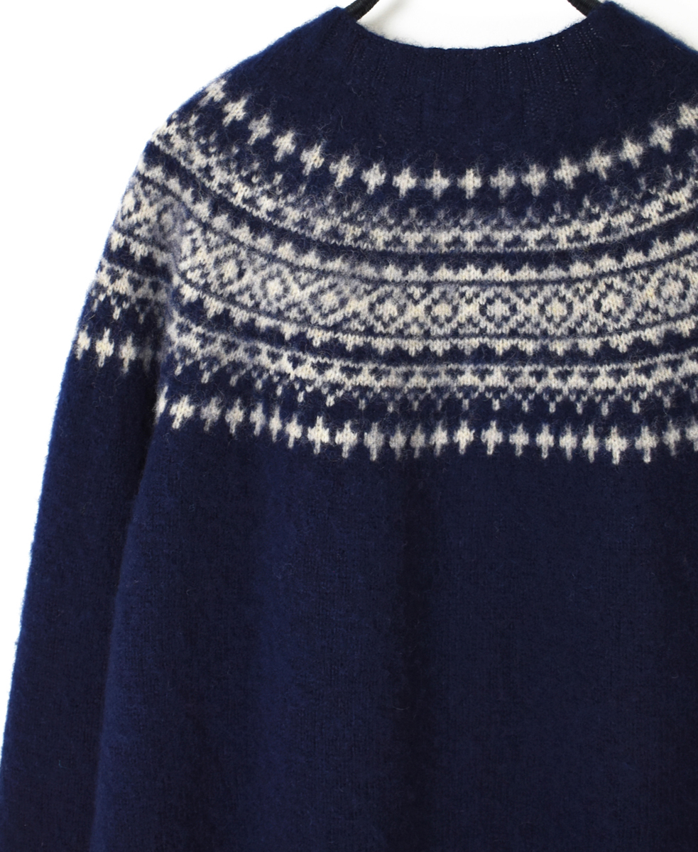 NJT1761 (ニット)  SHETLAND WOOL NORDIC HEAVY BRUSH CREW NECK CARDIGAN