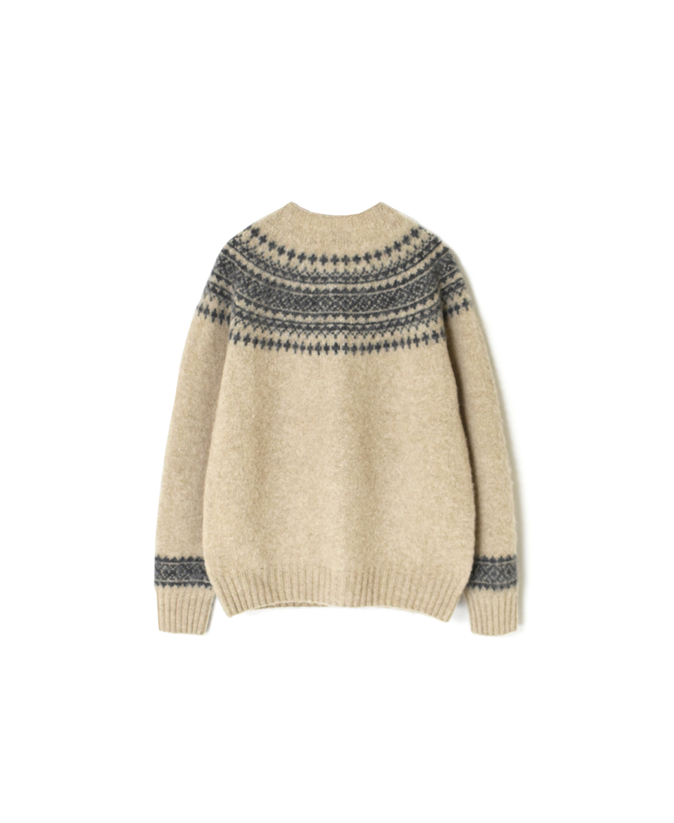 NJT1761 (ニット)  SHETLAND WOOL NORDIC HEAVY BRUSH CREW NECK CARDIGAN