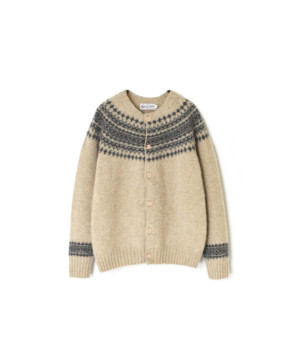 NJT1761 (ニット)  SHETLAND WOOL NORDIC HEAVY BRUSH CREW NECK CARDIGAN