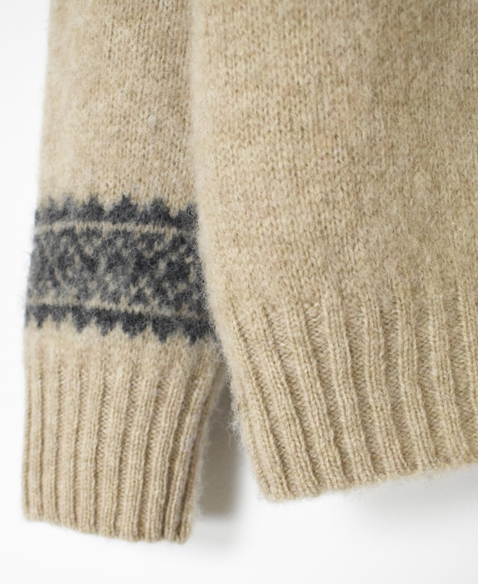 NJT1761 (ニット)  SHETLAND WOOL NORDIC HEAVY BRUSH CREW NECK CARDIGAN