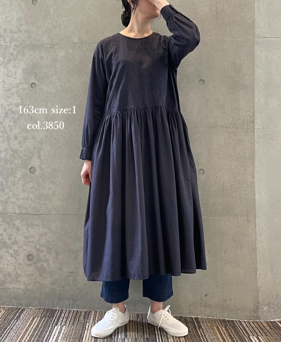 NMDS24603(ワンピース) 80s ORGANIC COTTON SMALL CHECK BACK OPENING EMB DRESS