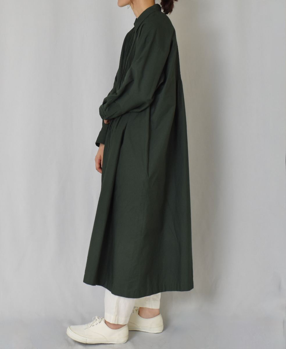 NMDS24611(ワンピース)40s ORGANIC POPLIN PLAIN REGULAR COLLAR DRESS WITH MINI PINTUCK