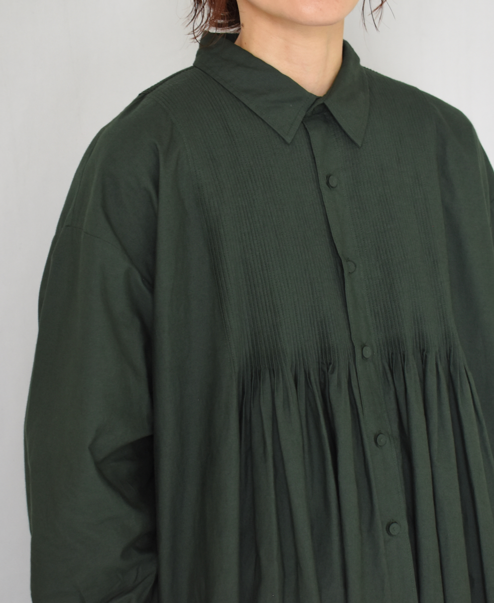 NMDS24611(ワンピース)40s ORGANIC POPLIN PLAIN REGULAR COLLAR DRESS WITH MINI PINTUCK