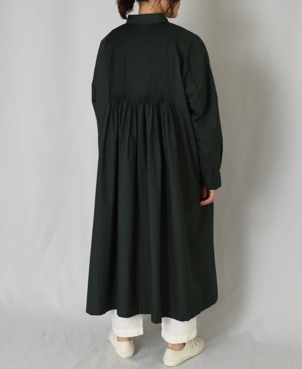 NMDS24611(ワンピース)40s ORGANIC POPLIN PLAIN REGULAR COLLAR DRESS WITH MINI PINTUCK