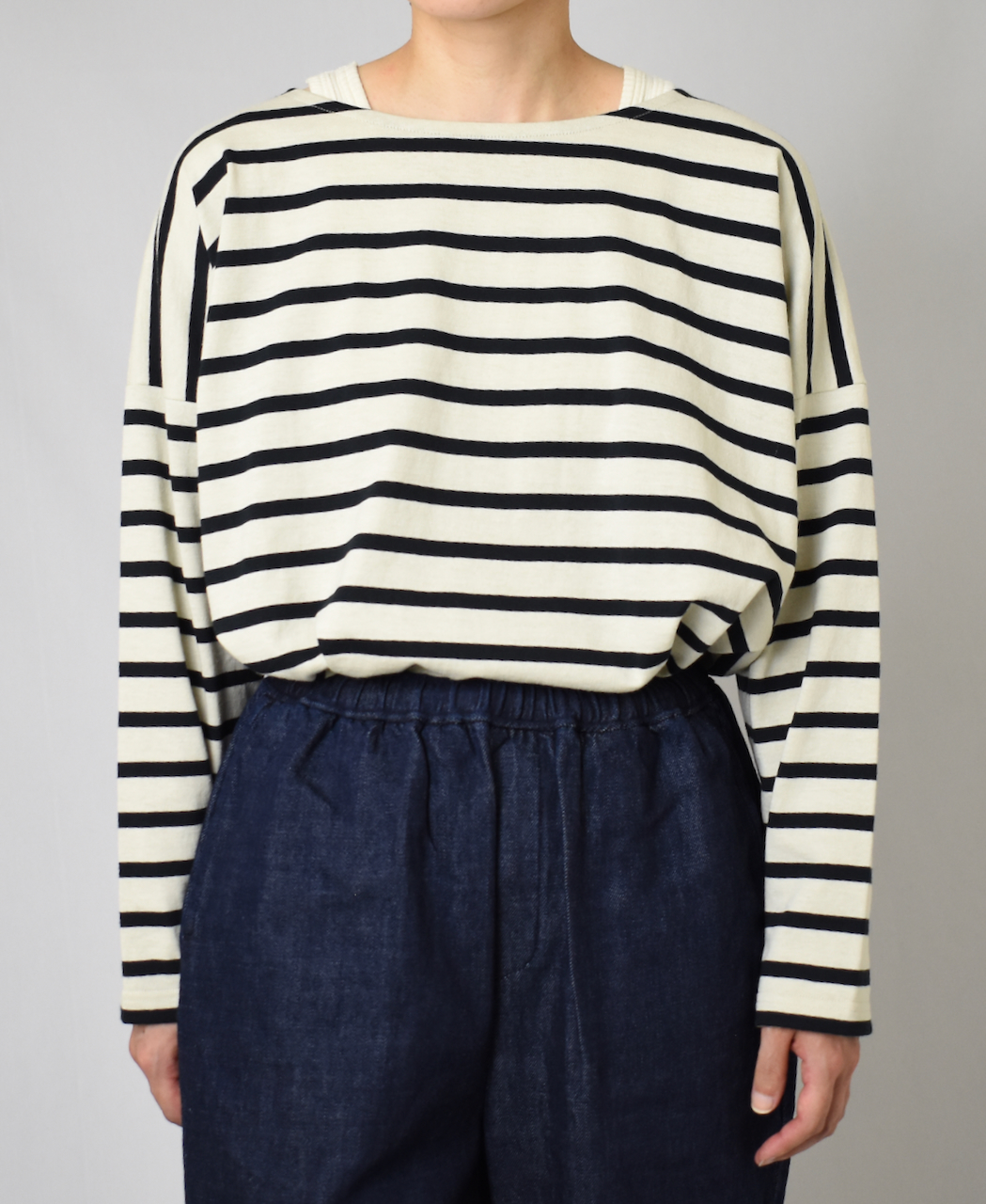 NLA2351 (カットソー) REGULAR STRIPE OVER SIZE L/SL BOAT-NECK BASQUE SHIRT