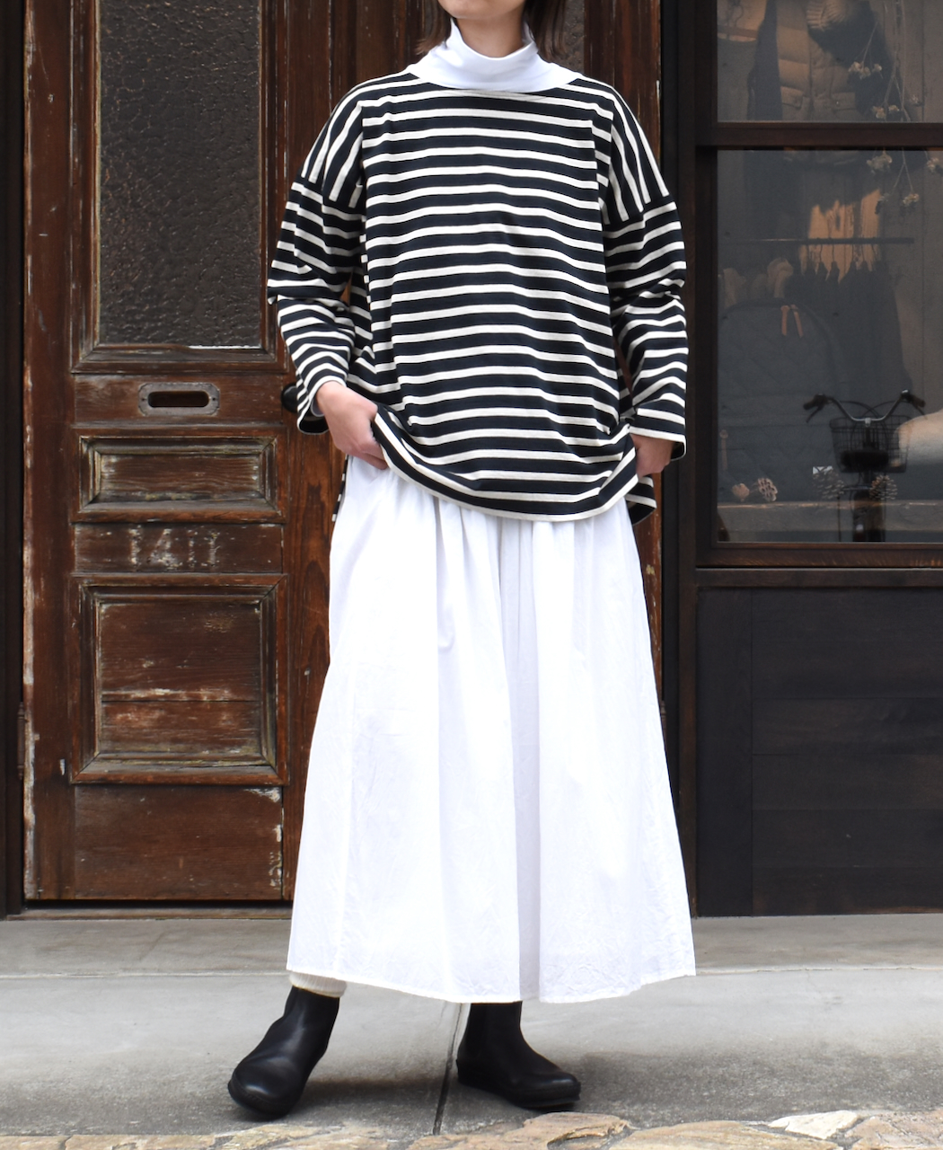 NLA2351 (カットソー) REGULAR STRIPE OVER SIZE L/SL BOAT-NECK BASQUE SHIRT