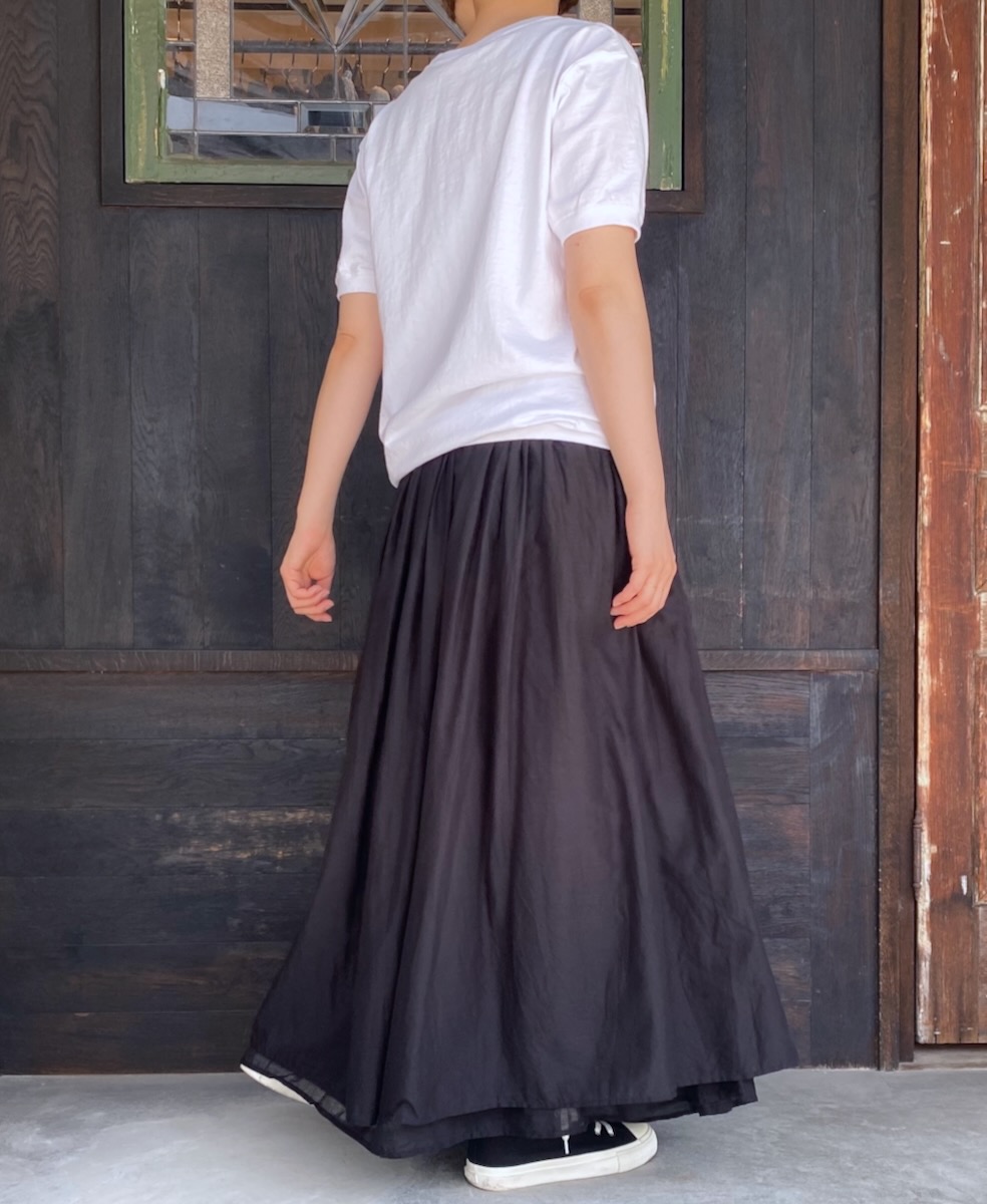 NSL24033 (スカート) COTTON VOILE LACE & PINTUCK LAYERED GATHER SKIRT