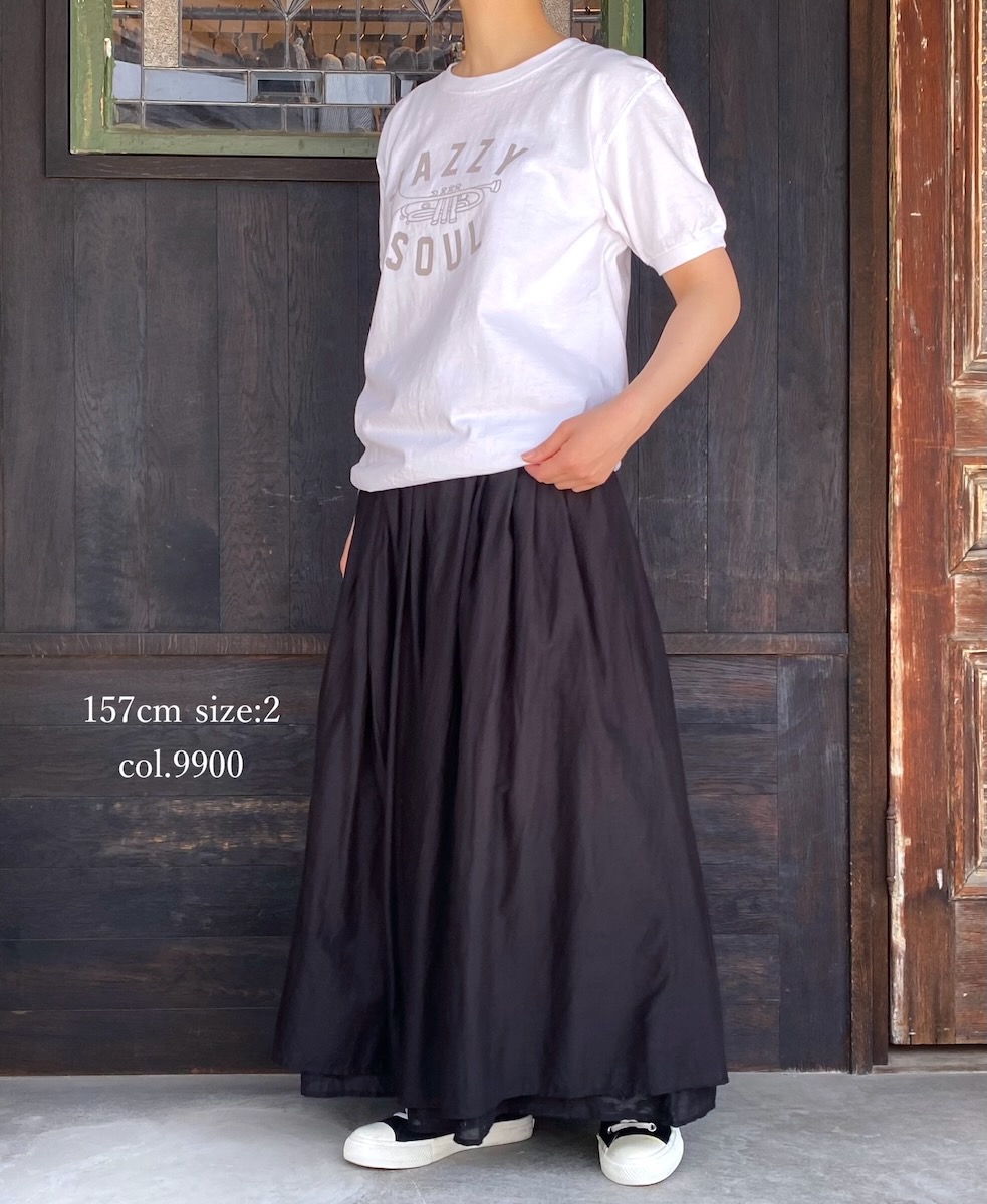 NSL24033 (スカート) COTTON VOILE LACE & PINTUCK LAYERED GATHER SKIRT