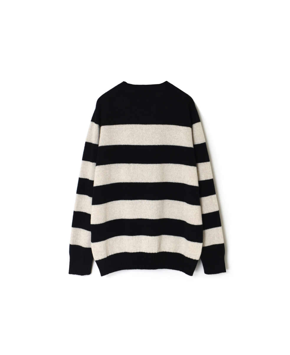 JNAMP2461(ニット) GEELONG LAMBSWOOL STRIPE CREW NECK SADDLE SHOULDER P/O