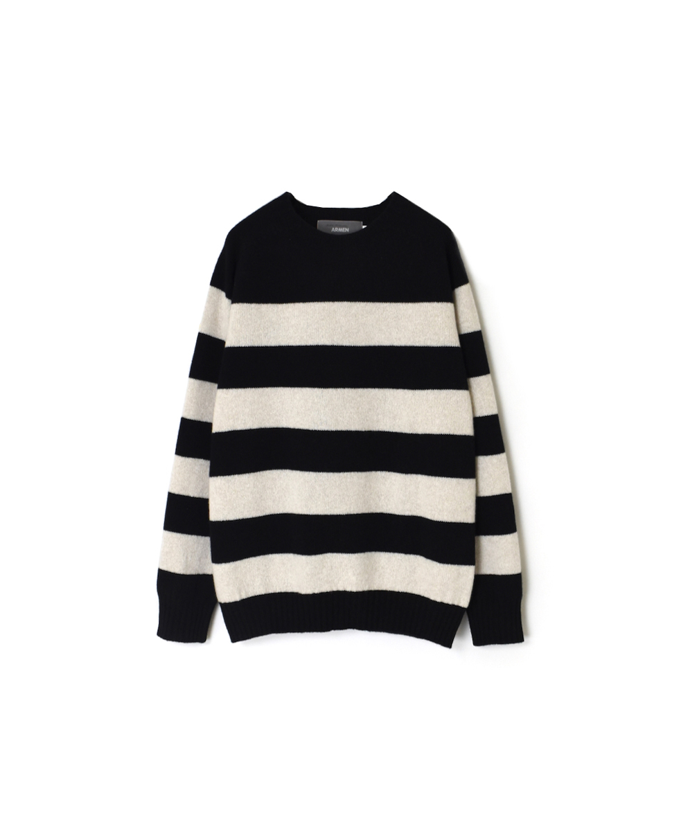 JNAMP2461(ニット) GEELONG LAMBSWOOL STRIPE CREW NECK SADDLE SHOULDER P/O