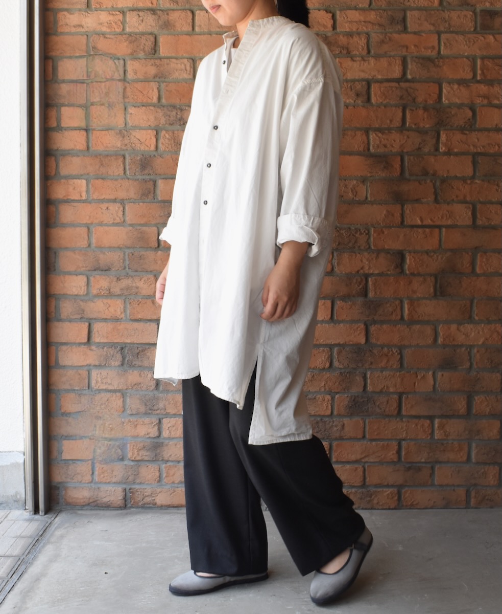 INAM2472PD(シャツ) 40s POPLIN OVER DYED UTILITY BANDED COLLAR LONG SHIRT