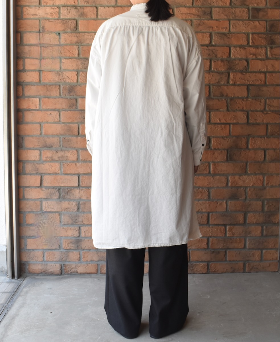 INAM2472PD(シャツ) 40s POPLIN OVER DYED UTILITY BANDED COLLAR LONG SHIRT