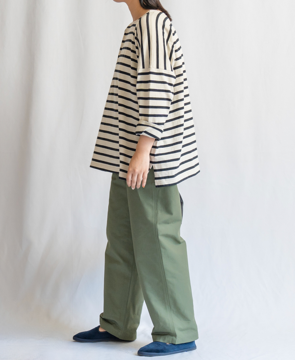 NLA2351 (カットソー) REGULAR STRIPE OVER SIZE L/SL BOAT-NECK BASQUE SHIRT