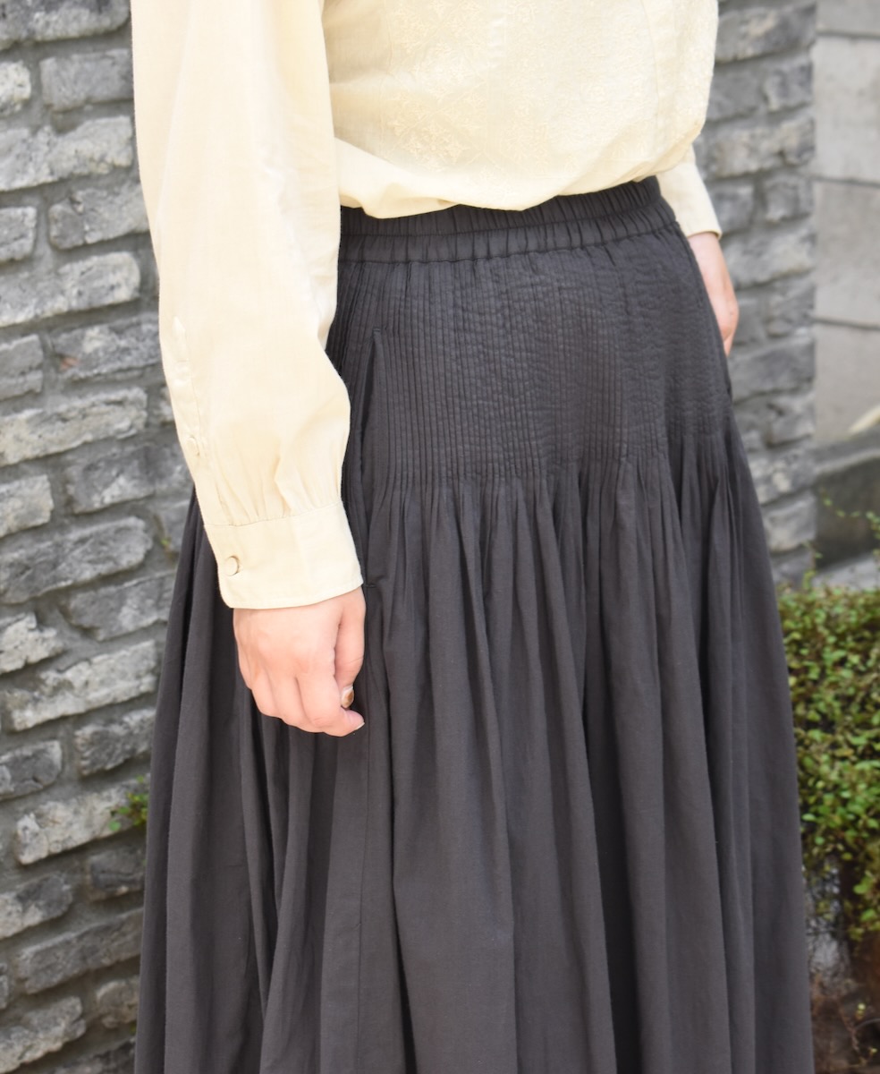 NMDS24595(スカート) 60s ORGANIC CAMBRIC MINI PINTUCK FLARED SKIRT