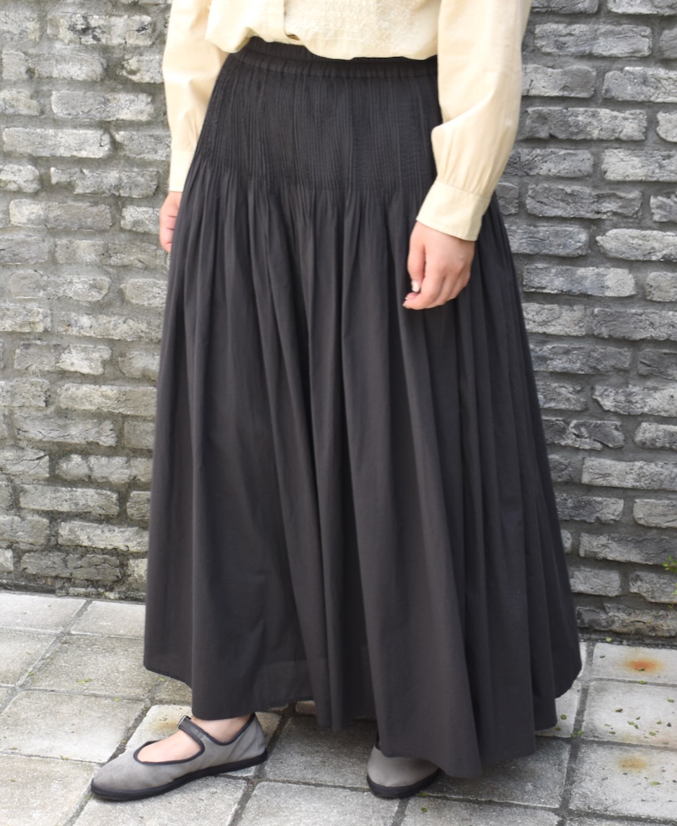 NMDS24595(スカート) 60s ORGANIC CAMBRIC MINI PINTUCK FLARED SKIRT