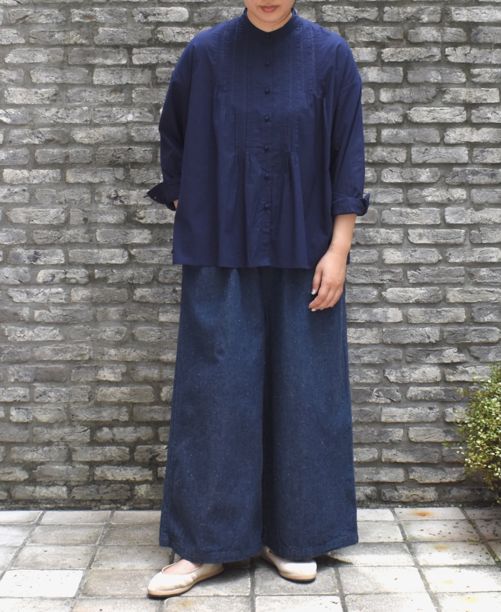 NMDS24592(シャツ) 60s ORGANIC CAMBRIC PINTUCK & EMB BANDED COLLAR SHIRT