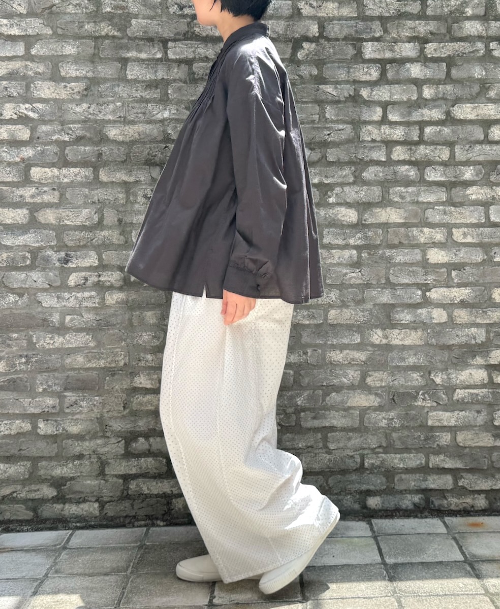 NMDS24592(シャツ) 60s ORGANIC CAMBRIC PINTUCK & EMB BANDED COLLAR SHIRT