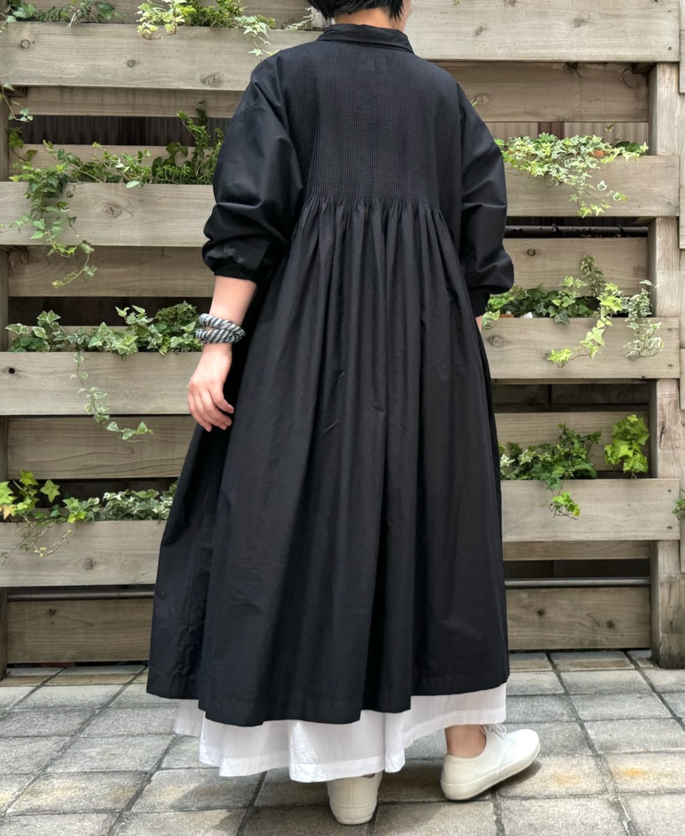 NMDS24611(ワンピース)40s ORGANIC POPLIN PLAIN REGULAR COLLAR DRESS WITH MINI PINTUCK