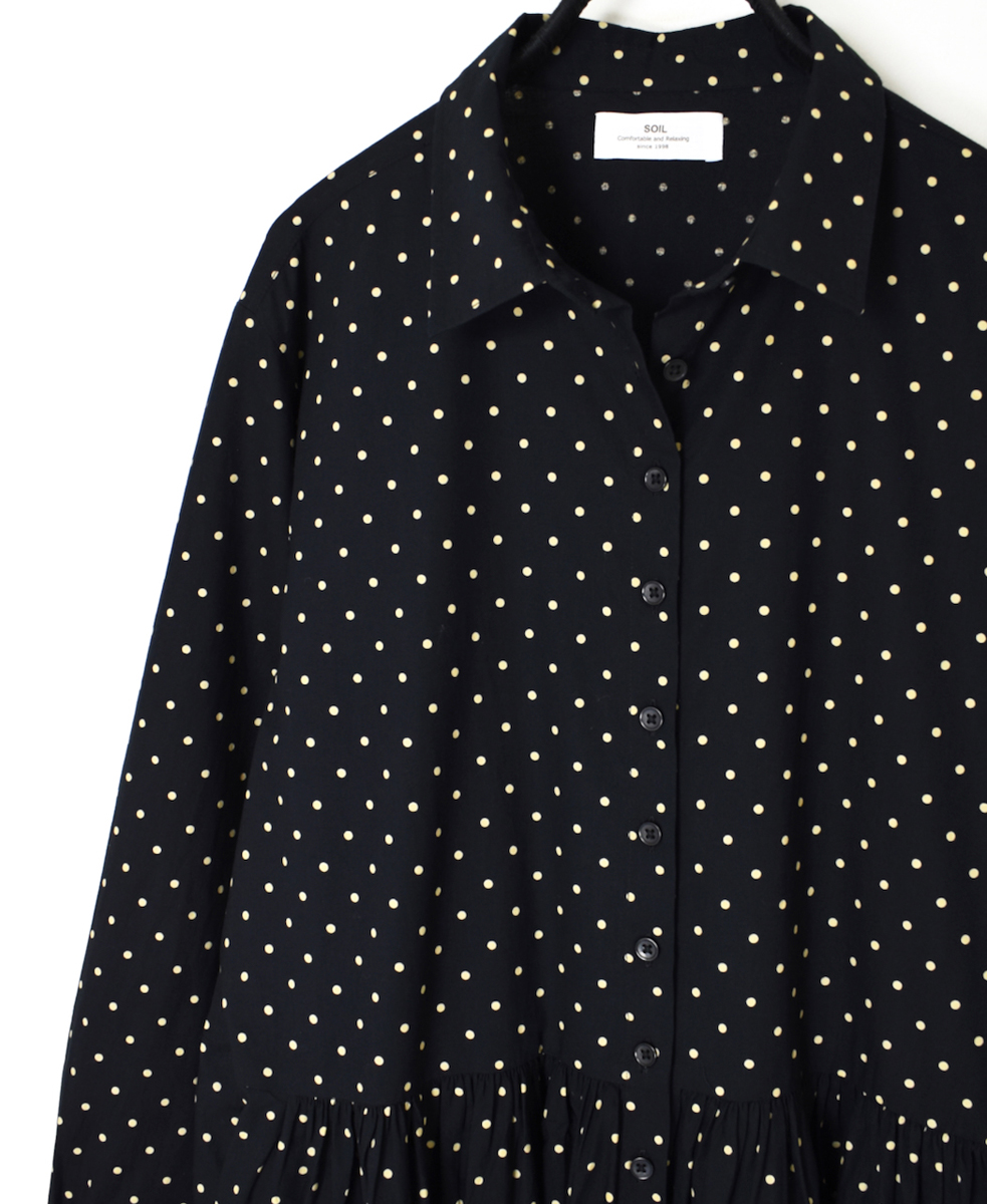 NSL22533 (ワンピース) 40s POPLIN DOT PRINT REGULAR COLLAR DRESS