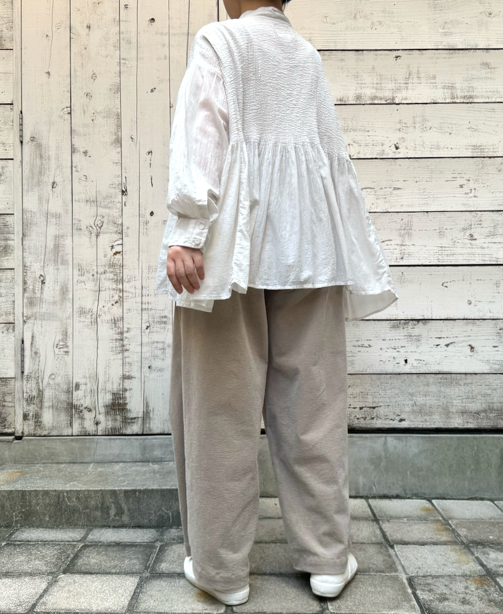 NMDS23501D (シャツ) 80s ORGANIC VOILE STRIPE(OVERDYE) MINI PINTUCK BANDED SHIRT