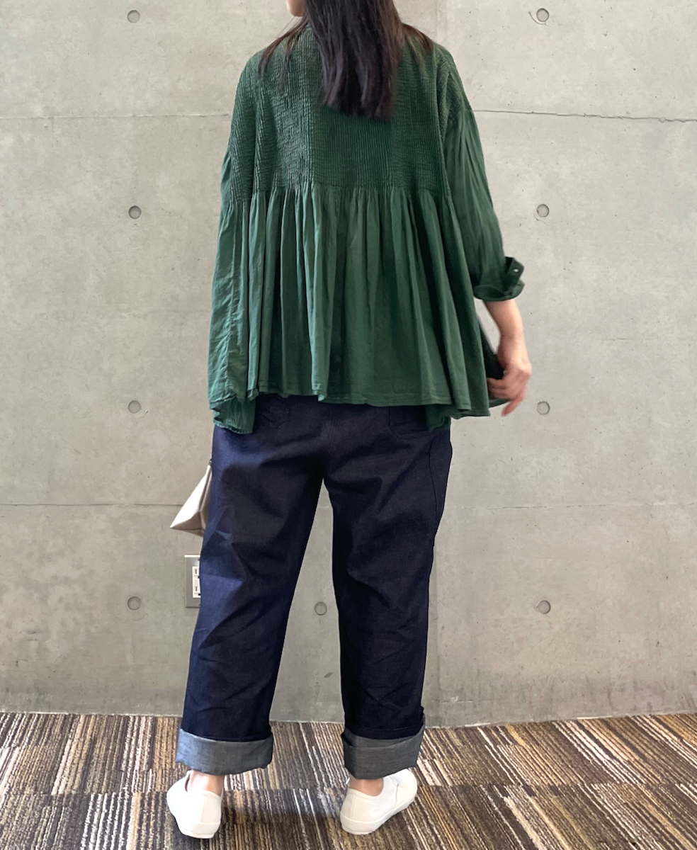 NMDS23501D (シャツ) 80s ORGANIC VOILE STRIPE(OVERDYE) MINI PINTUCK BANDED SHIRT