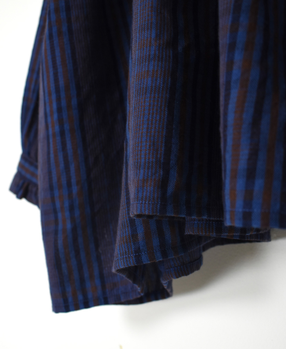 NMDS24581(シャツ) WOOL COTTON CHECK FRILL COLLAR PINTUCK SHIRT