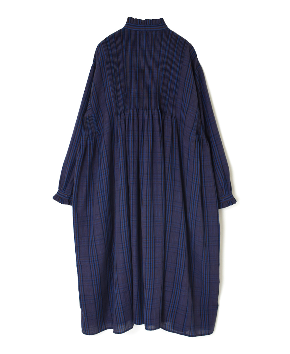 NMDS24583(ワンピース) WOOL COTTON CHECK FRILL COLLAR PINTUCK DRESS