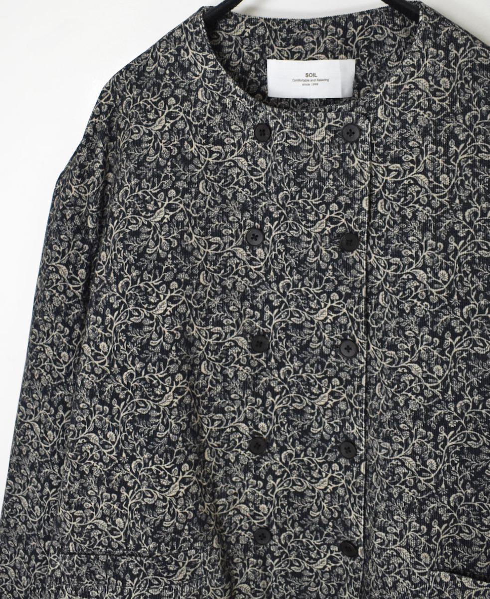 NSL24531(ジャケット) CORDUROY FLOWER PRINT NO COLLAR DOUBLE JACKET