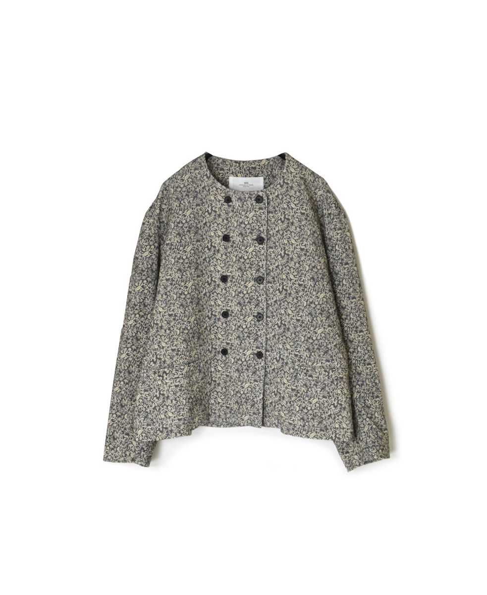 NSL24531(ジャケット) CORDUROY FLOWER PRINT NO COLLAR DOUBLE JACKET