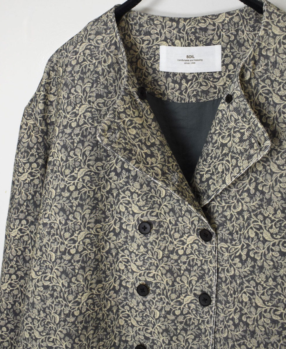 NSL24531(ジャケット) CORDUROY FLOWER PRINT NO COLLAR DOUBLE JACKET