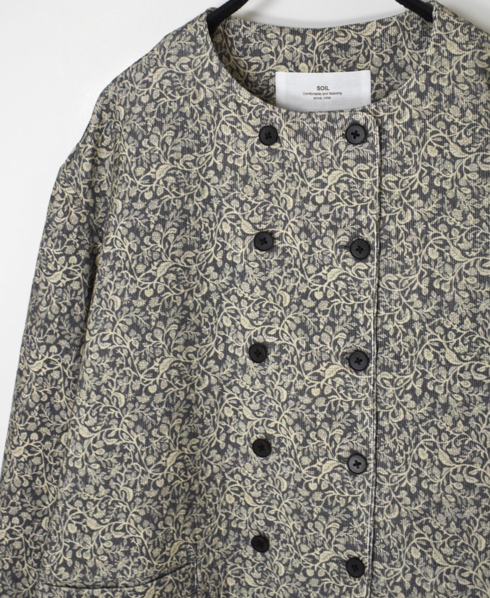 NSL24531(ジャケット) CORDUROY FLOWER PRINT NO COLLAR DOUBLE JACKET