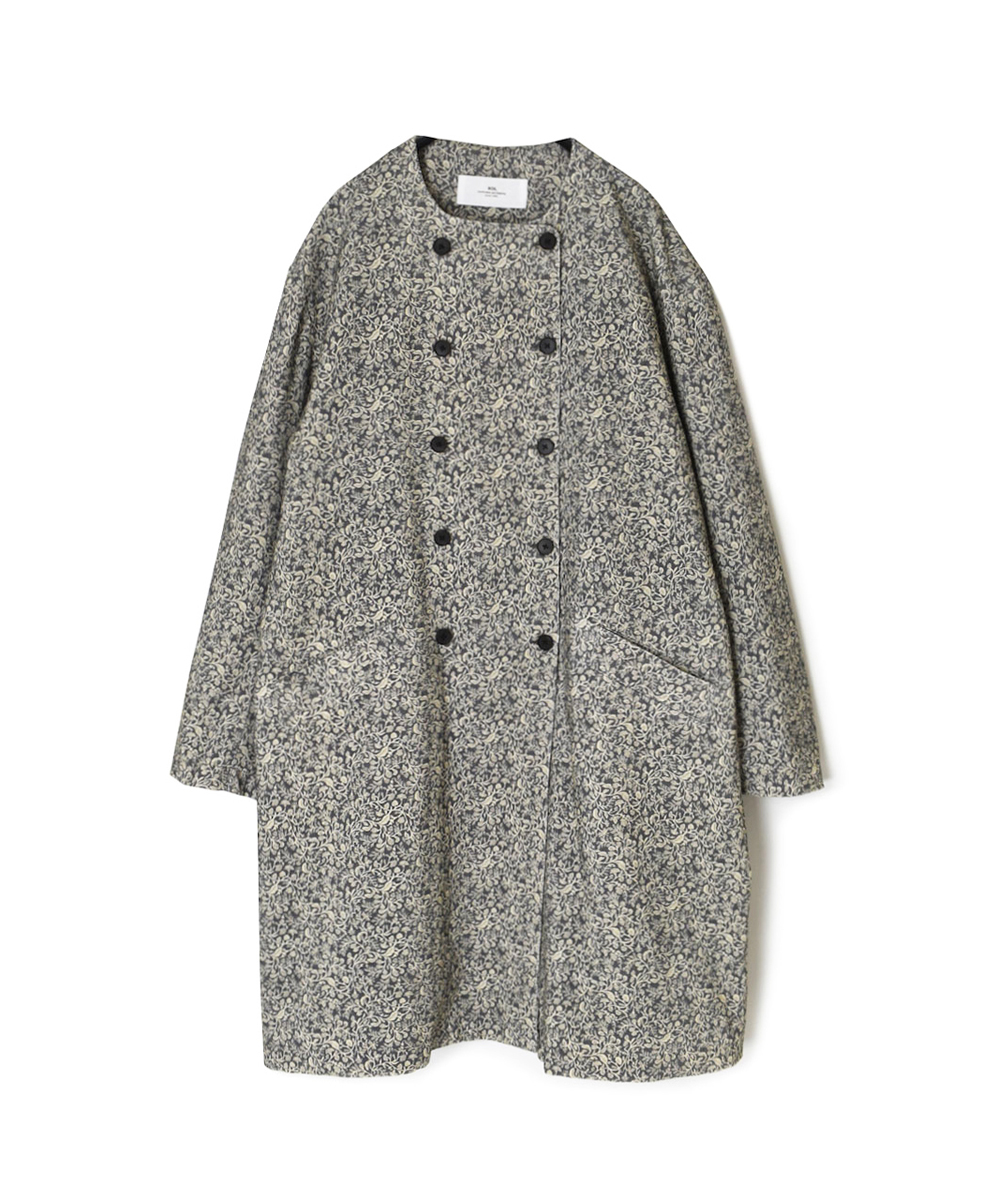 NSL24532(ジャケット) CORDUROY FLOWER PRINT NO COLLAR DOUBLE LONG JACKET